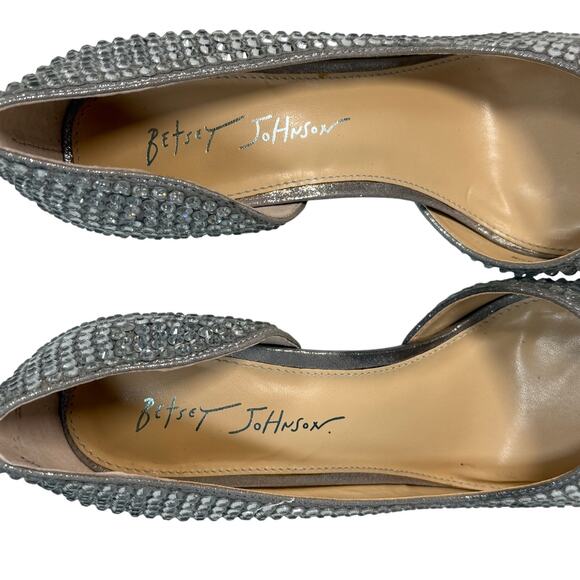 Betsey Johnson Hazil Silver Rhinestone Heels Women’s 8.5 Pointed Toe Pumps - Picture 2 of 9